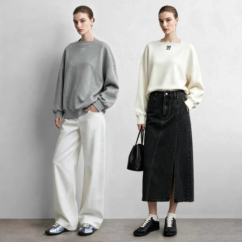 Amii Women's Oversize Sweatshirt Long Sleeve Letter Graphic Drop Shoulder Casual Loose Tops 2026 Autumn Female Clothing 12623134