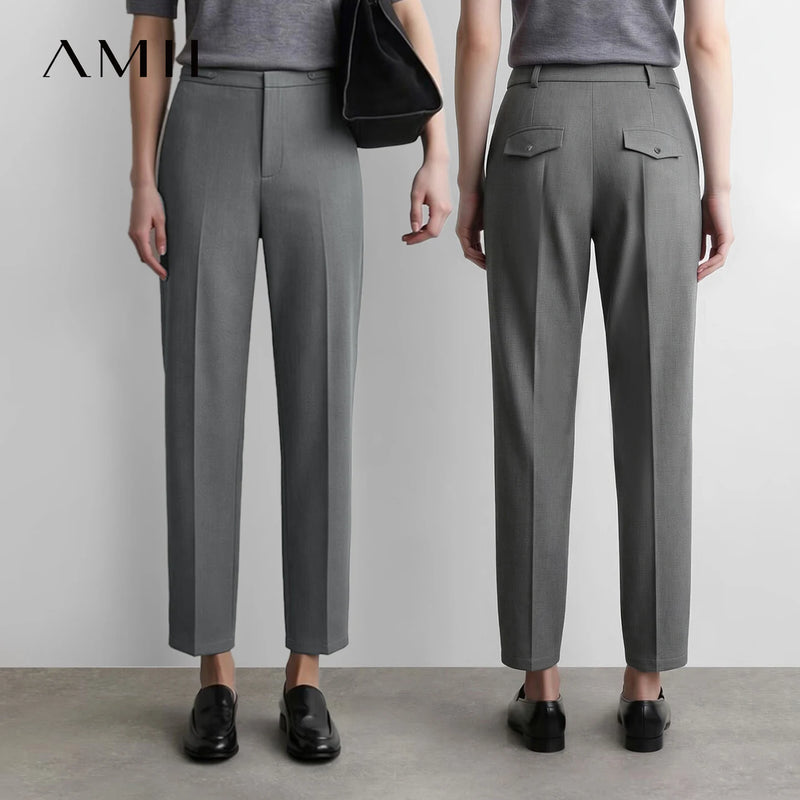 Amii Minimalist Women Pants Pleated 2026 Autumn New Versatile Casual Elegant Modern Cozy Brushed Fitted Women's Pants 12623055