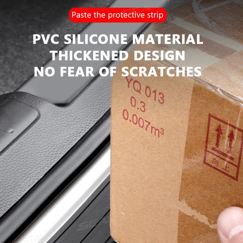 SEAMETAL Universal Rear Trunk Guard Plate Sticker Car Rear Bumper Trim Anti-Kicked Scratch Protector Sticker Strip Car Stylings