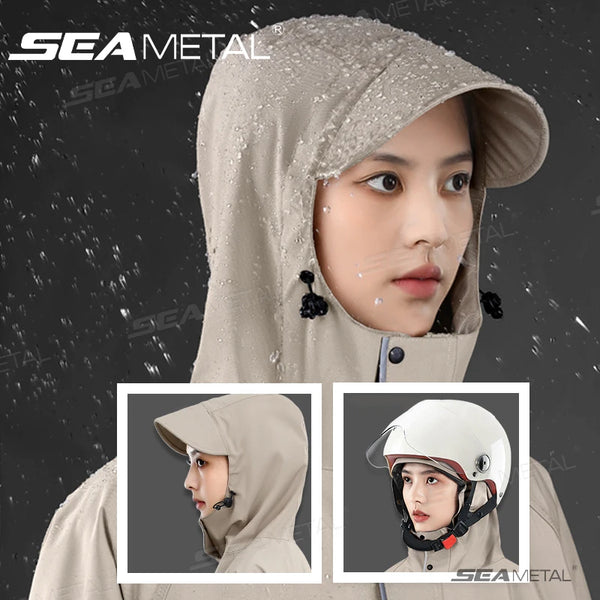 SEAMETAL Cycling Waterproof Jacket Unisex Breathable Fabric Raincoat Oversized Hooded Rainwear for Outdoor Motorcycle Accessorie