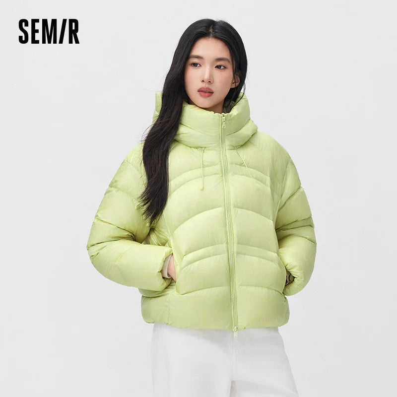 Semir Women Down Jacket 90 Percent Down Fill Water Repellent Puffer Hooded Modern Style Streamlined Fit 2026 New