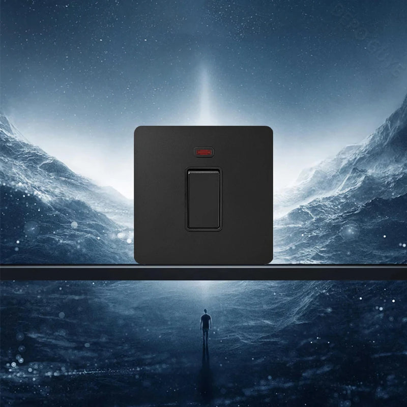 Black Retro Toggle Wall Light Switch Socket,Stainless Steel Universal UK Electrical Outlets with USB Type-C charging For Home