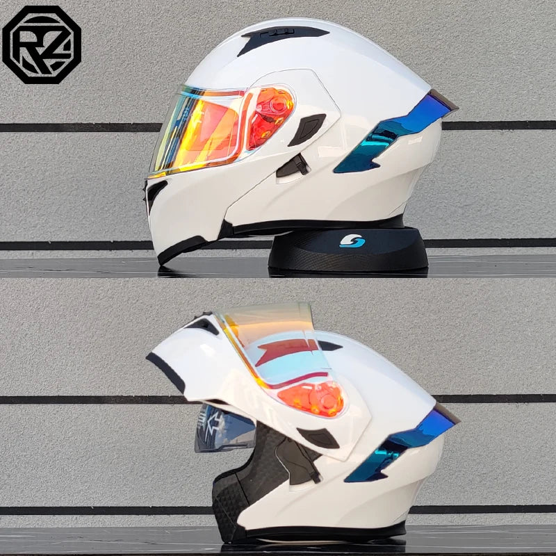 ORZ-991 unisex modular flip top motorcycle helmet, ABS shell with dual sun visors, DOT standard full face travel helmet