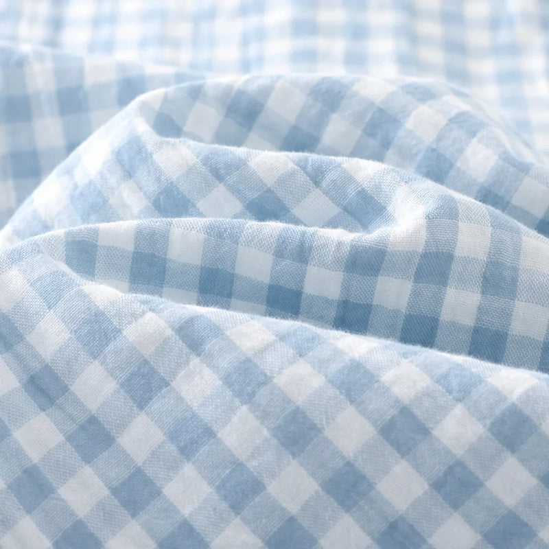 Thin Men Summer Pajama Short Sleeve Sleepwear Lounge Set New Plaid Pijamas for Men's Loungewear Button-Down Top Home Clothing