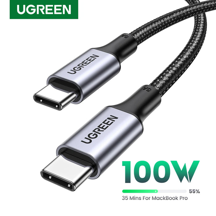 UGREEN 100W USB Type C To USB C Cable For Macbook iPad Samsung Xiaomi PD Fast Charging Charger Cord 5A E-Marker Chip Fast USB C