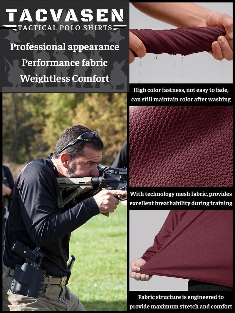 TACVASEN Summer Long Sleeve Performance Quick Drying Polos T-shirts Mens Office Shirt Golf Team Work Shirts Casual Tops