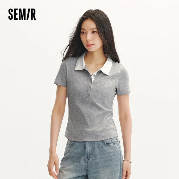 អាវប៉ូឡូស្ត្រី Semir សំណាញ់បូពីរដុំ ត្រជាក់ មានអារម្មណ៍តូច សិចស៊ី រដូវក្តៅឆ្នាំ ២០២៦ ម៉ូដធម្មតា