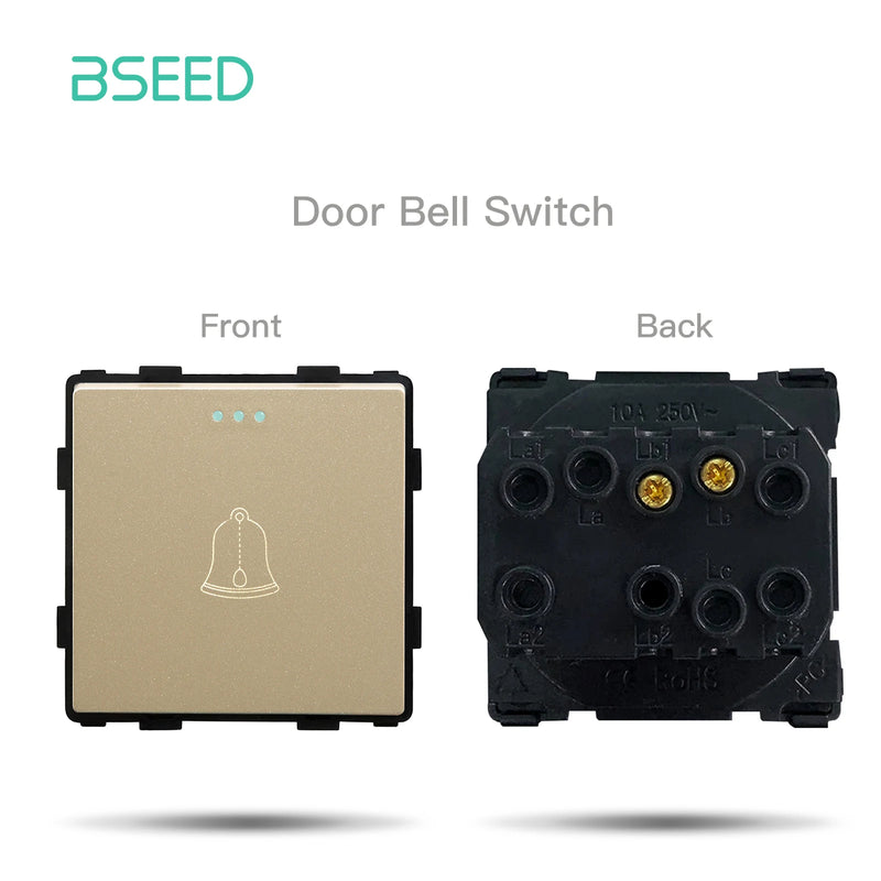 BSEED DIY Modules EU Plastic Panel Gold Double USB Socket Internet CAT5 RJ45 ST TV Power Socket Wall-Mounted Free Combination