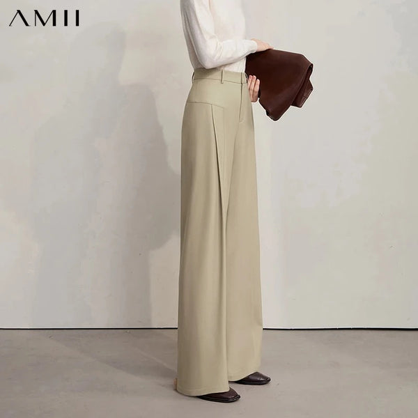 Amii Women's Pants 2026 Winter New Commuter Solid Color Wide-leg Pants For Woman Casual Loose Versatile Woman Trousers 12544101