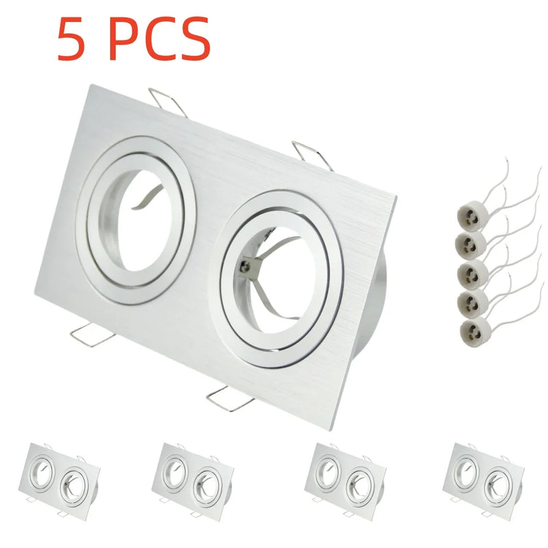5pcs Square Recessed Spot Led Double Heads Frame GU10 MR16 Lamp Holder LED Down Light for Home Indoor Lighting Fixture
