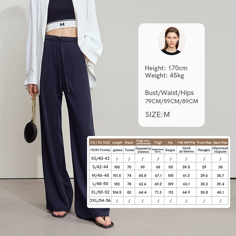 Amii Loose Casual Pants Solid Color Straight 2026 Summer Office Lady Draped Pockets Draped Slim Tie Webbing Trousers 12542178