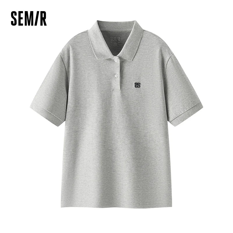 Semir Womens Polo 2026 Loose Dropped Shoulder Embroidered Tops Casual Style Versatile Soft Comfortable Daily Wear
