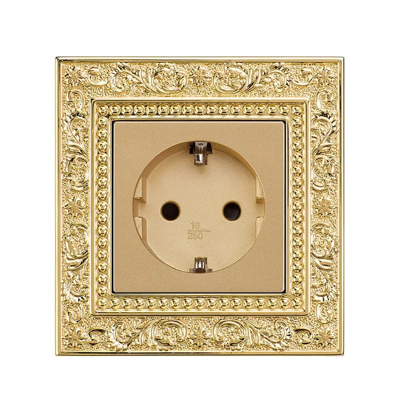 Luxury Vintage Push Button Switch 1/2/3/Gang 2Way,EU France Standard copper Wall socket,Universal light home switch power outlet