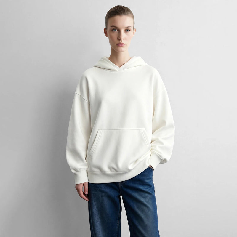 Amii Women's Oversized Fleece Hoodie New Arrival Autumn Long Sleeve Drop Shoulder Business Casual Pullover Top women 12623101