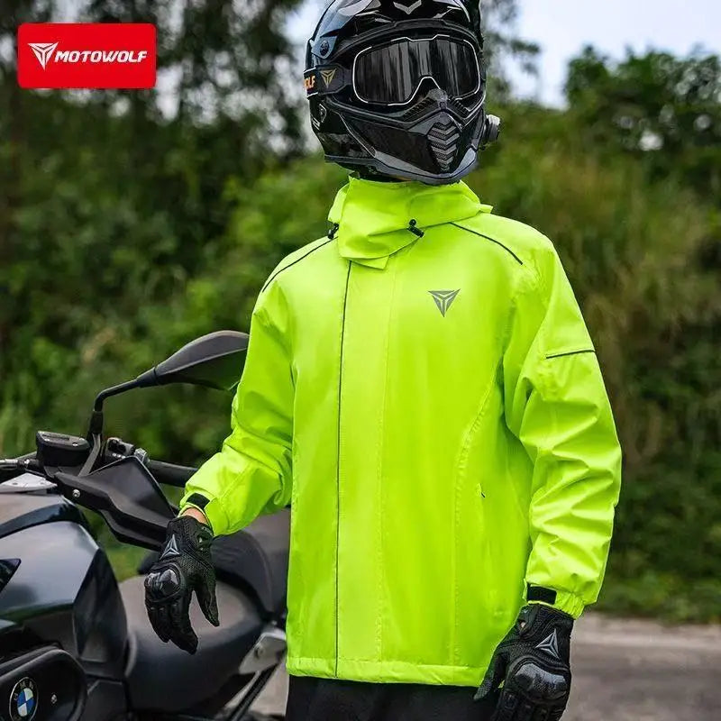 ឈុតអាវភ្លៀងម៉ូតូ MOTOWOLF ឈុតភ្លៀងសម្រាប់បុរសនារី អាវស្តើងស្រាល ការពារទឹក ការពារព្យុះ ការពារភ្លៀង