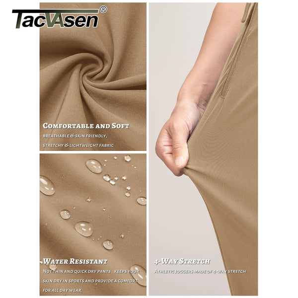 TACVASEN Summer Quick Dry Hiking Pants Mens Casual Zipper Pockets Sports Training Pants Outdoor Jogger Running Gym Work Trousers