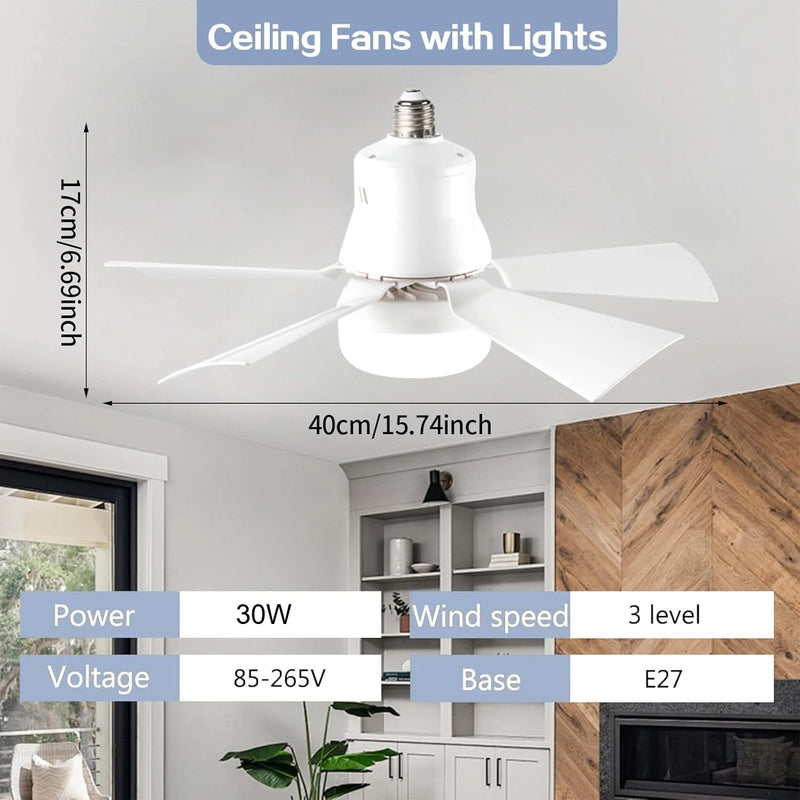 កង្ហារពិដាន LED ជាមួយភ្លើង E27 រន្ធបញ្ជាពីចម្ងាយ អាចបន្ថយពន្លឺបាន 30W កង្ហារឥតខ្សែឆ្លាតវៃទំនើប សម្រាប់បន្ទប់គេង ផ្ទះបាយ យានដ្ឋាន