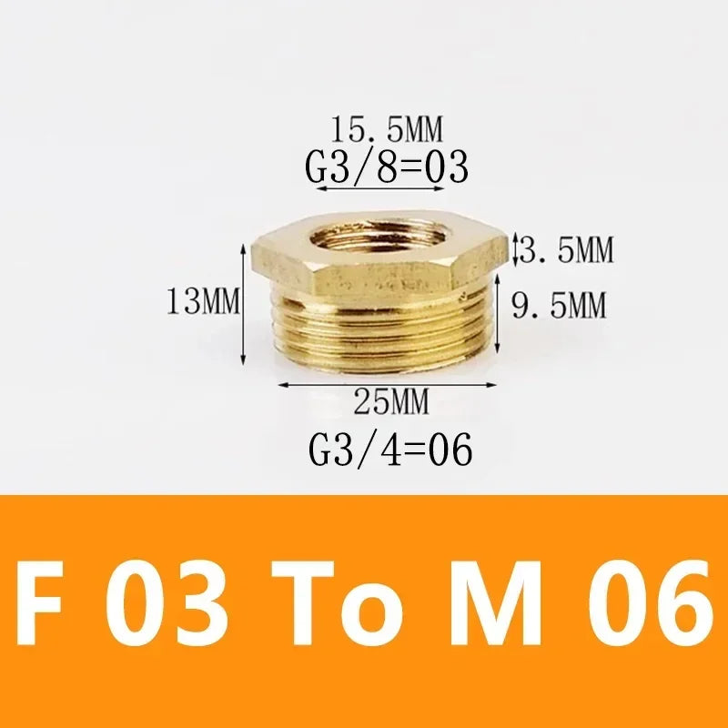 Brass Hex Bushing Reducer Pipe Fitting F To M Threaded 1/8 1/4 3/8 1/2 3/4 Reducing Copper Water Gas Adapter Coupler Connector
