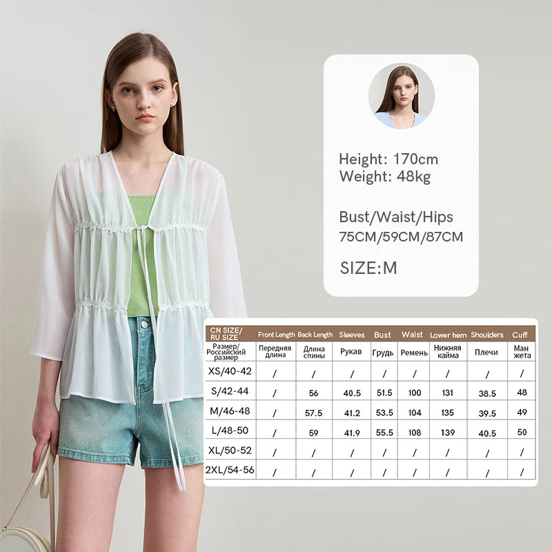Amii Minimalism Light Luxury Blouse Chiffon 2026 Summer New Women Office Lady Thin Loose Tied Ruffles Flared Sleeves 12542274