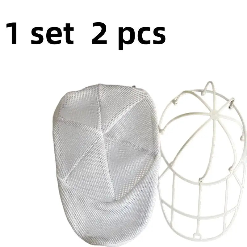 2pcs Mesh Hat Cleaning Set – Bag & Drying Rack, Gentle Baseball Cap Cleaner, Laundry Cage Stand