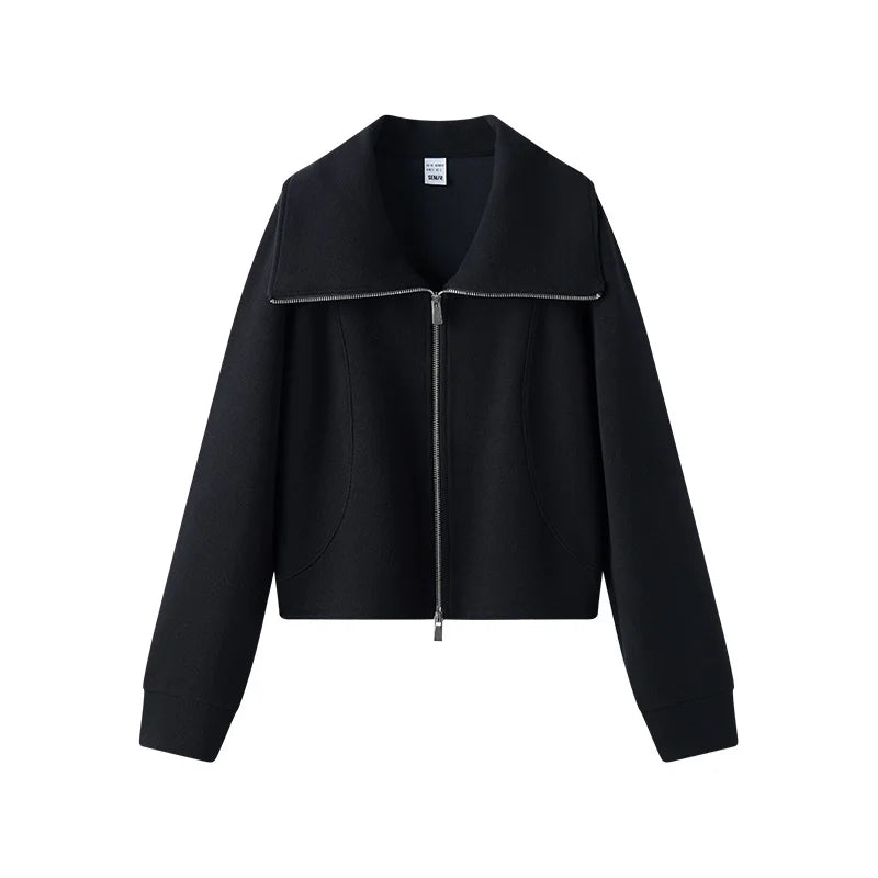 Semir Women Winter Jacket Cropped Wide Lapel Slim Fit Panel Design Modern Style 2026 New Winter Daily Wear Urban Casual Style