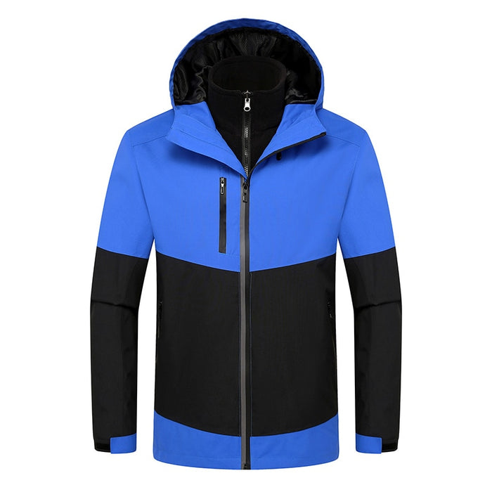 LNGXO Unisex Camping Jackets 3 In 1 Waterproof Thermal Windbreaker Detachable Fleece Jacket Men Women Hiking Skiing Rain Coat Unisex Royal Blue China