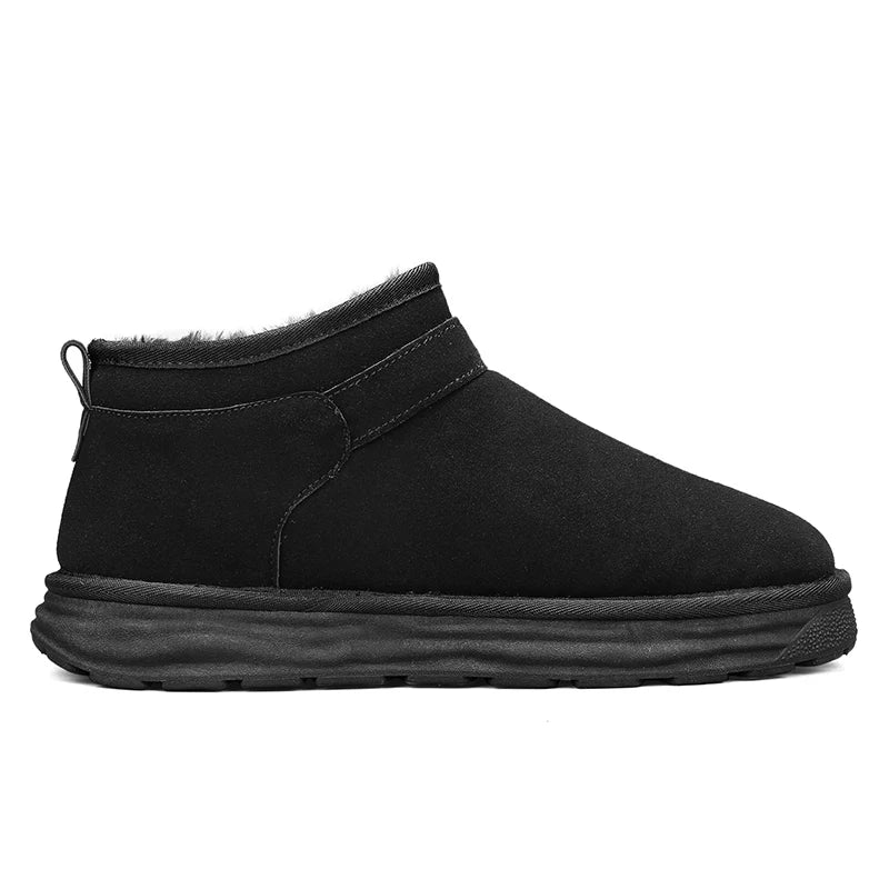 Winter Mens Ankle Suede Leather Snow Boots Men Plush Fur Snowshoes Warm Cotton Shoes Anti-Skid Snowboots Dropshipping