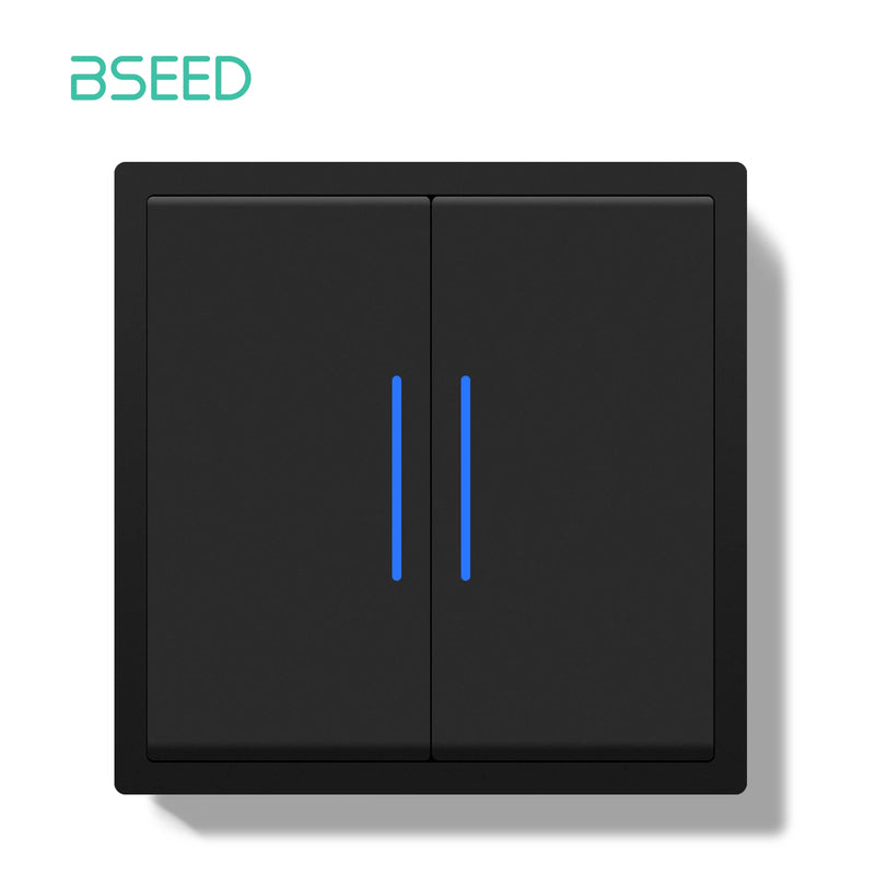 BSEED 1/2Gang 1Way Button Light Switch With 65W USB Type-C Fast Charge Socket Plastic Frame With LED Indicator Dimmer Switch