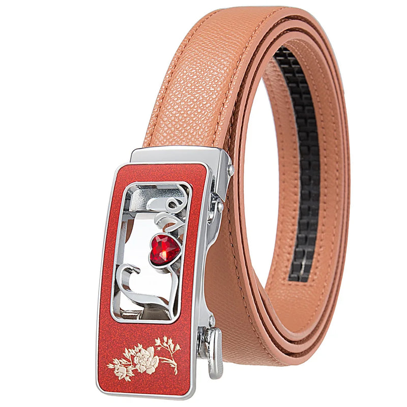 Women's Red Belt, Fashion Casual PU Belts, Purple Blue Gray Khaki Optional, 105cm Length