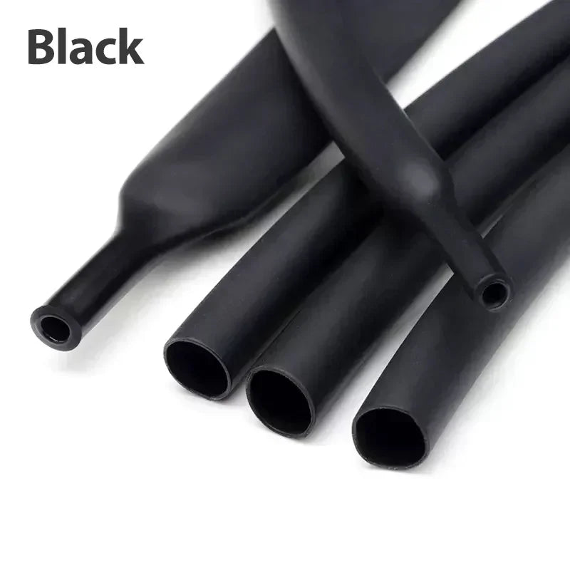 50Meters 3:1 Dual Wall Heat Shrink Tubing – Black Adhesive Lined Polyolefin Cable Sleeve for Waterproof Insulation, Wire Repair