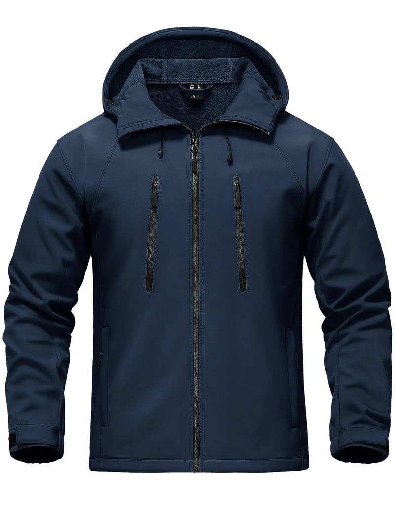 TACVASEN Men's Fleece Lined Softshell Jacket Waterproof Winter Tactical Coat Thermal Windproof Outdoor Hiking Daily Jacket