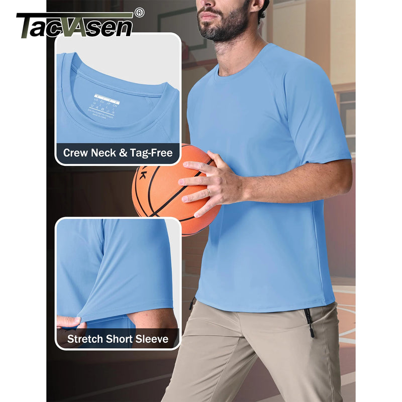 TACVASEN UPF 80+ Sun Protection T-shirts Men's Quick Dry Short Sleeve Athlectic T Shirts Hiking Running Swim T-shirts Tee Tops