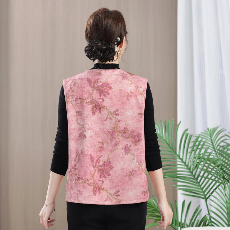 អាវកាក់បែបបុរាណចិន Sle Retro សម្រាប់ស្ត្រី ប៊ូតុងនិទាឃរដូវ សម្លៀកបំពាក់ម៉ាក់ អាវកាក់ប៉ូលីអេស្ទ័រ អាវធំ