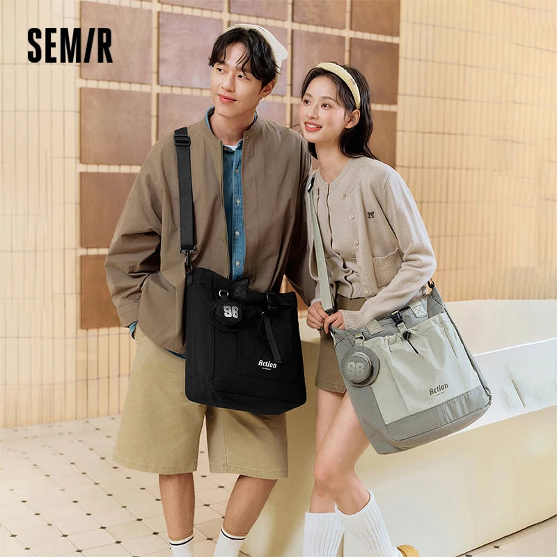 Semir Men Tote Bag 2025 Multi Function Shoulder Crossbody with Large Capacity for Outdoor Urban Couples Travel Look