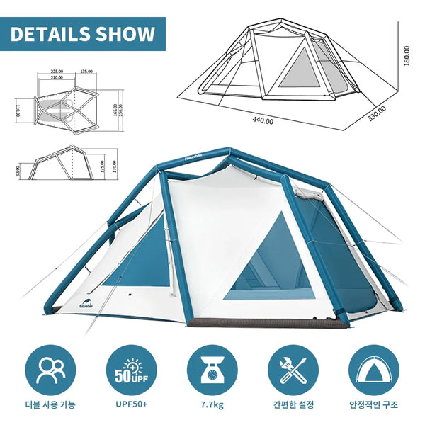 តង់ ខ្យល់ សម្រាប់ បោះតង់ Naturehike Ling Feng 7.3 12.0 សម្រាប់ មនុស្ស 1-2 នាក់ 3-4 នាក់ តង់ ខ្យល់ សម្រាប់ បោះតង់ ក្រៅ ផ្ទះ រួម ទាំង ស្នប់ ខ្យល់ ផង ដែរ
