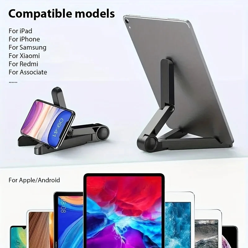 1pc Adjustable Folding Tablet Stand - PE Material, Non-slip Sticky Pad,  Portable Desktop Holder, Foldable & Compact Design.