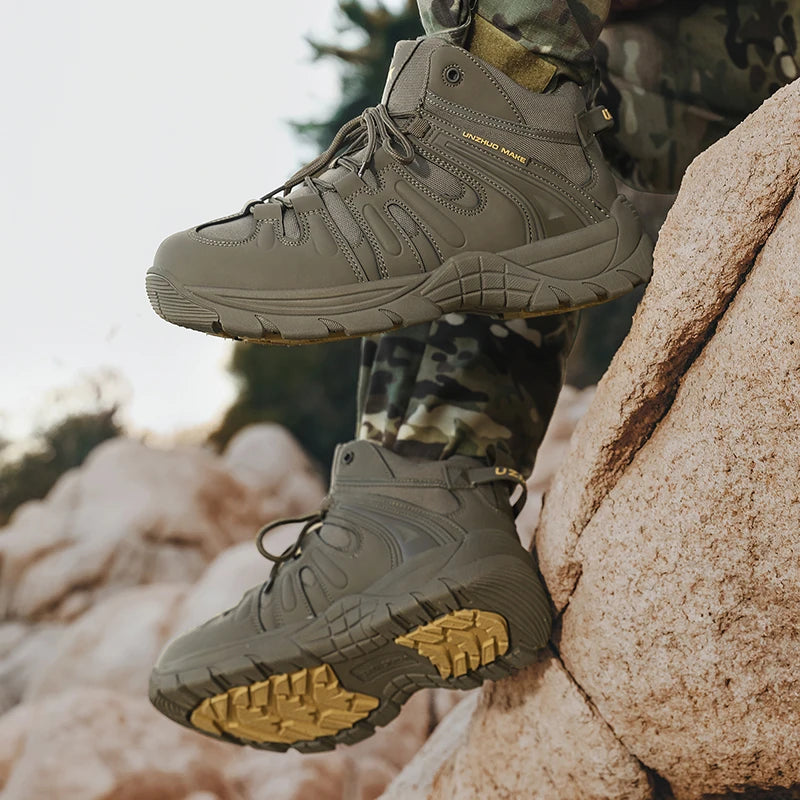 Men's Hiking Boots Four Seasons Anti-Slip Wear-Resistant Shock-Absorbing Breathable Cross-Country Training Boots Casual Walking