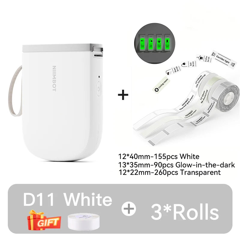 NIIMBOT D11 New Version Label Printer Mini Portable 300DPI Bluetooth Wireless Label Maker Name Tag Kitchen Sticker PrintingMaker