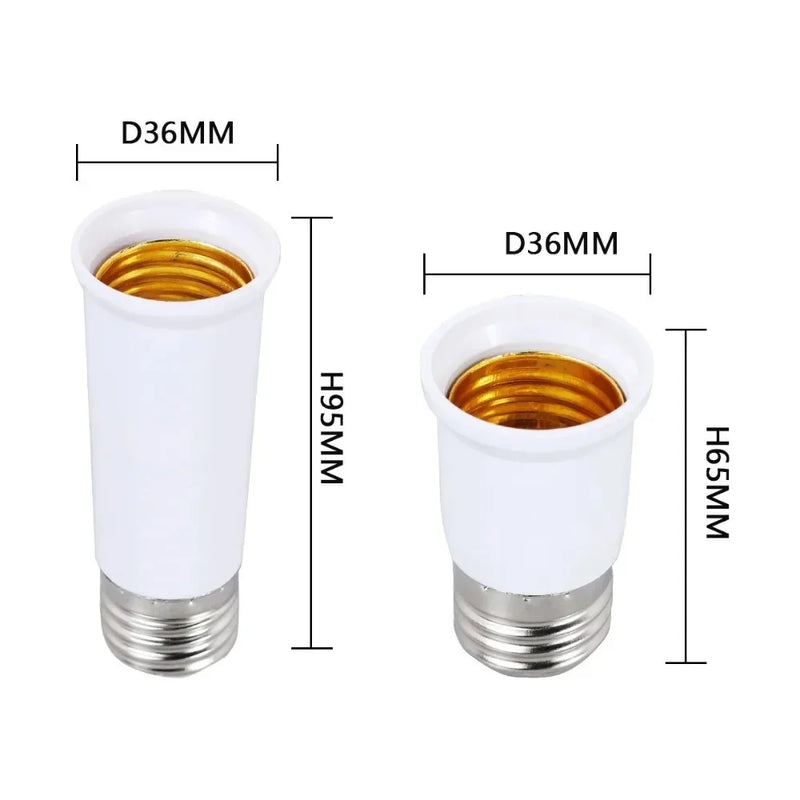 រន្ធដោតចង្កៀង E27-E27 ទំហំ 65mm-95mm ចំនួន 1/2/5 ដុំ សម្រាប់ដាក់ចង្កៀង E27 ទៅ E27 ដើម្បីបំលែងចង្កៀង និងអាដាប់ទ័រសម្រាប់ដាក់ចង្កៀង