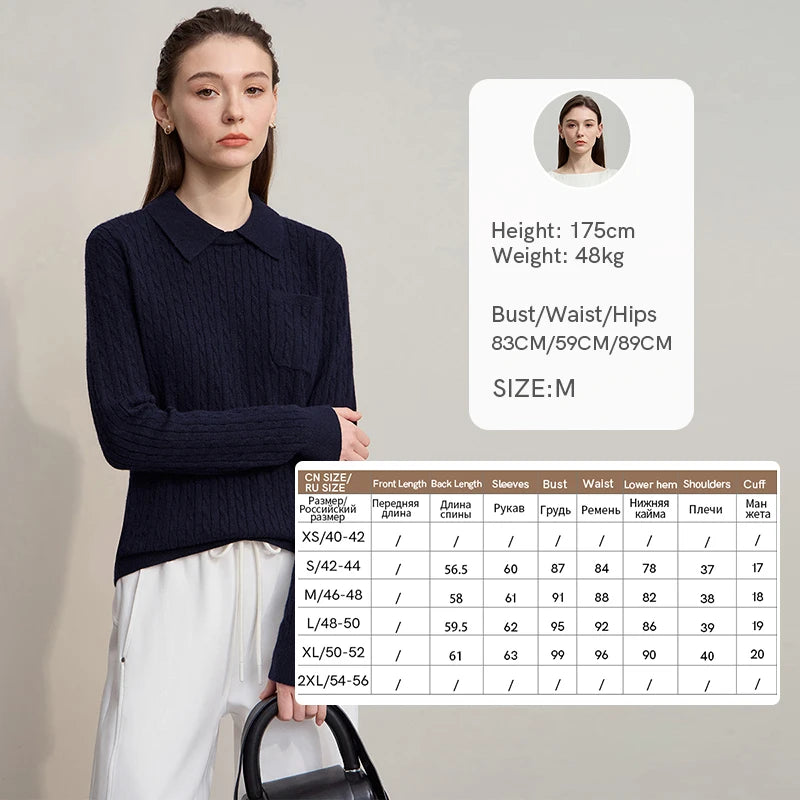 AMI Women's Sweater 2026 Autumn New Retro Solid Color Elegant Sweaters Ladies Versatile Long Sleeves Tops for Ladies 12543205