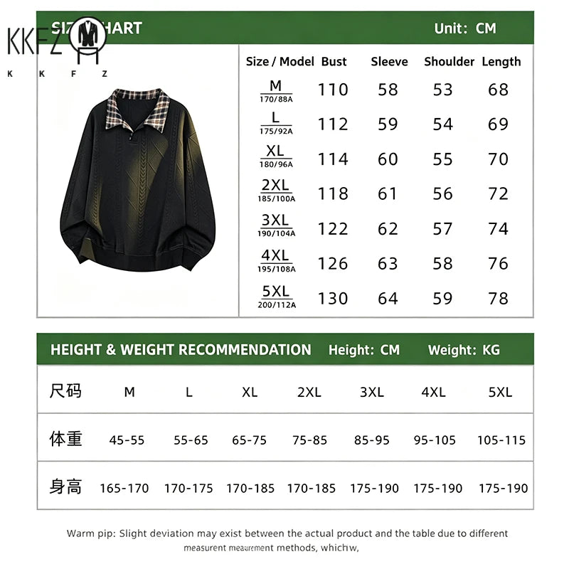 Ens Plaid Lapel Collar Long Sleeve Cable Jacquard Polo Shirt Geometric Embossed Texture Soft Handfeel Top