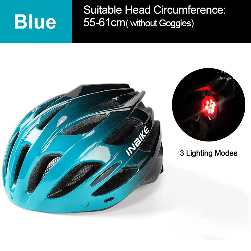 INBIKE Light Bicycle Helmet Safe Hat For Men Women Ultralight MTB Bike Helmet with Taillight Sport Riding Cycling Helmet IH19301