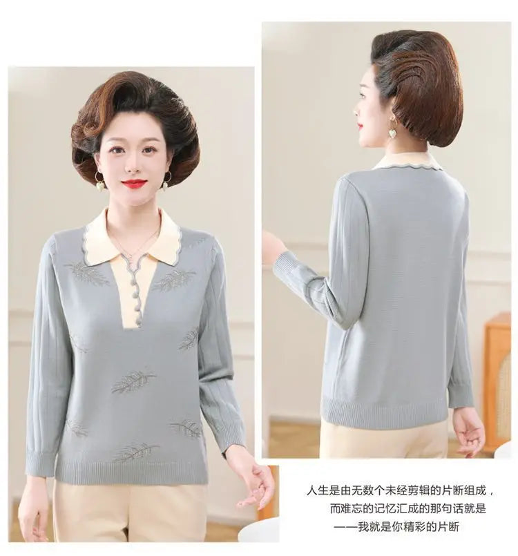 Fashion Sweater Women Trends 2026 Lapel Shirt Long Sleeve Pullover Tops Spring Autumn Woolen Jumper Female Basic Wear Blouse