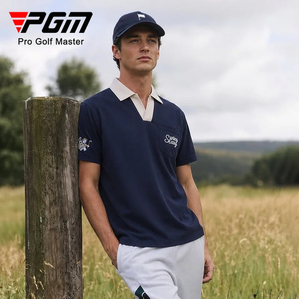 PGM Golf Men's Short Sleeve Polo Shirt Summer Breathable Collar Sports Top Clothing YF925