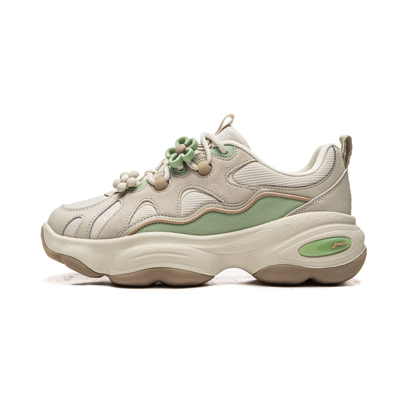 ស្បែកជើង Li-Ning ស្ត្រី MIA 3 របៀបរស់នៅ COMFOAM ទន់ Rebound មានផាសុកភាព ស្បែកជើងដើរ LiNing បុរាណ ស្បែកជើងប៉ាតាធម្មតា AGCW006