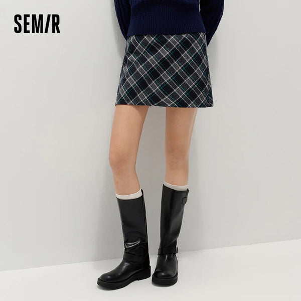 សំពត់រោមចៀម Semir សម្រាប់នារី ចង្កេះយឺត លំនាំប៉ាក់ ស្ទីល Preppy ឆ្នាំ ២០២៦ សម្លៀកបំពាក់ប្រចាំថ្ងៃរដូវរងាថ្មី ស្ទីលធម្មតាសម្រាប់ទីក្រុង