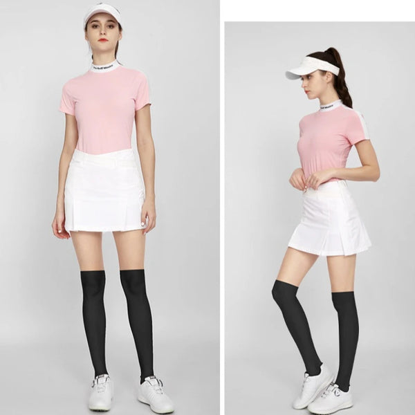 Women Summer Golf Sunscreen Leggings Sports Socks Lightweight Breathable Spliced Anti Hook Silk Sock WZ023