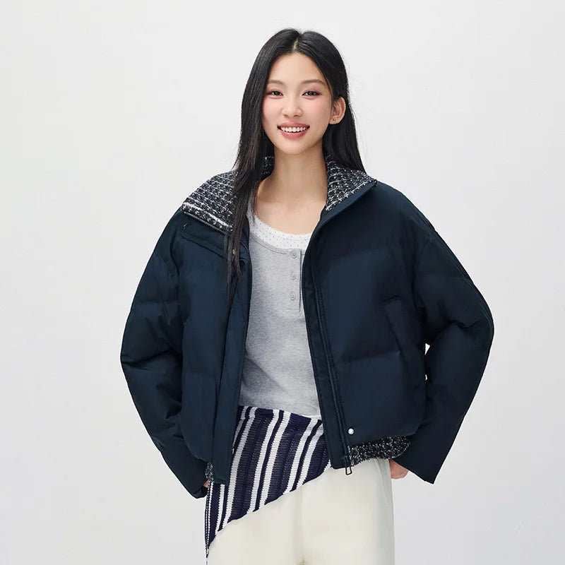 Semir Women Down Jacket Panel Design Layered Look Loose Fit 80 Percent Down Fill Versatile Modern Style 2026 New