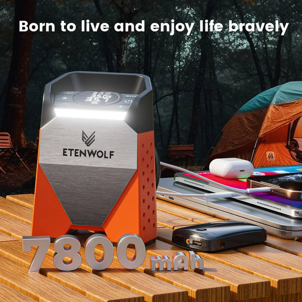 ម៉ាស៊ីនបង្ហាប់រថយន្ត ETENWOLF S3C 7800mAh 160 PSI ម៉ាស៊ីនបូមខ្យល់កង់រថយន្តចល័ត អគ្គិសនី ឥតខ្សែ ឧបករណ៍ Powerbank LED