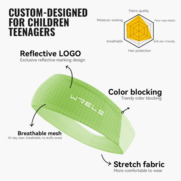 WRELS Sports Headband Sweat Wicking Breathable Sweatband Non Slip Youth Soccer Baseball Basketball Tennis Running Kids Headbands